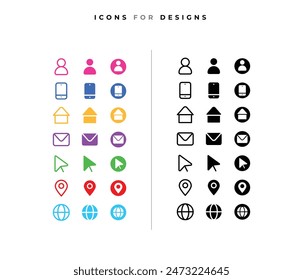 03 Style 04 Color, 03 Contact Icons in Vector eps 10 Format , all are 42 icons