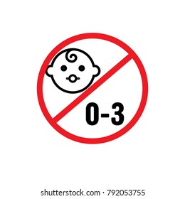 0-3 year no baby vector icon for graphic web design and signs