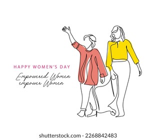 03-01-2023: EPS vector file of line art of Hillary Clinton and Michelle Obama together. Empowered women. Women's day concept art.