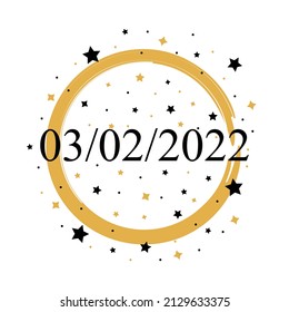 03-02-2022 American Date Vector With Gold And Black Stars