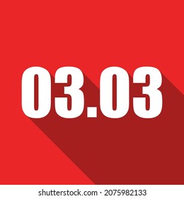 03.03 White numbers on a red background, promotion date 3 month 3