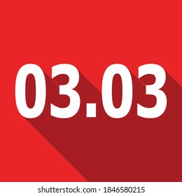 03.03White numbers on a red background, promotion date 3 month 3
