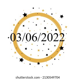 03-06-2022 American Date Vector mit Gold und Schwarzen Sternen
