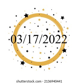 03-17-2022 American Date Vector With Gold And Black Stars