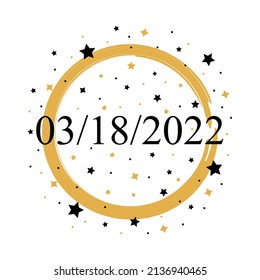 03-18-2022 American Date Vector With Gold And Black Stars