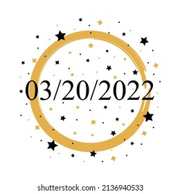 03-20-2022 American Date Vector With Gold And Black Stars