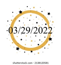 03-29-2022 American Date Vector With Gold And Black Stars