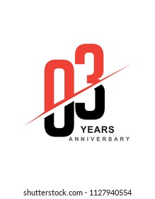 03rd anniversary logo red and black swoosh design isolated on white background for anniversary celebration.