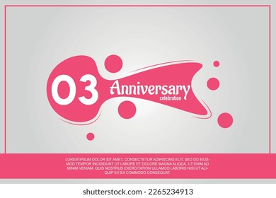 03rd year anniversary celebration logo with pink color design with pink color bubbles on gray background vector abstract illustration