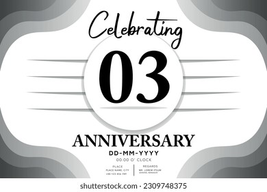 03rd  year anniversary flat black color logotype style with hand lettering on white background