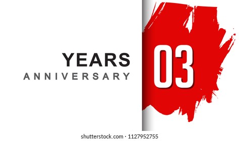03rd years anniversary design with red brush isolated on white background for company celebration event
