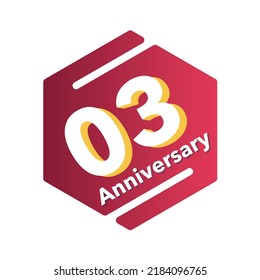 03th years anniversary design template. Vector and illustration design.