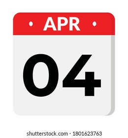 04 April calendar icon, vector illustration