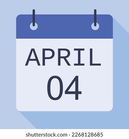 04 April Calendar, Vector Calendar.