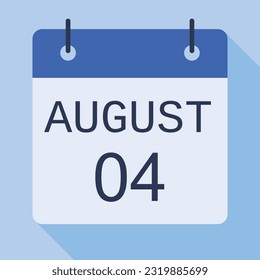 04 August Calendar, Vector Calendar.