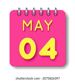 04 día del mes. 4 de mayo. Icono de calendario diario. Fecha día semana domingo, lunes, martes, miércoles, jueves, viernes, sábado.