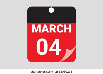 04 March calendar date vector illustration for business planner and deadline reminder design 2026