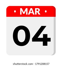 04 March calendar icon, vector illustration