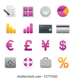 04 Purple Finance Icons Professional vector set for your website, application, or presentation. The graphics can easily be edited color individually and be scaled to any size