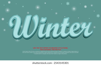 04 winter 3d text effect with cold ice theme. typography template for winter event