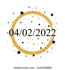 04-02-2022 American Date Vector mit Gold und Schwarzen Sternen