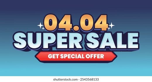 04.04 Super Sale banner with bold 'Get Special Offer' text on a blue gradient background. Perfect for e-commerce promotions with eye-catching colors and modern style.