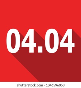 04.04 Cifras blancas de fondo rojo, fecha de promoción 4 mes 4