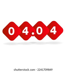 04.04 White numbers in a red square sign on a white background, promotion date 4 month 4