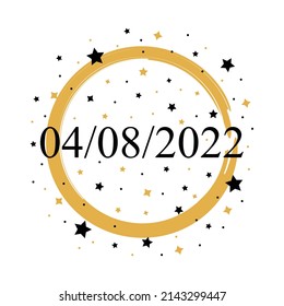 04-08-2022 American Date Vector mit Gold und Schwarzen Sternen