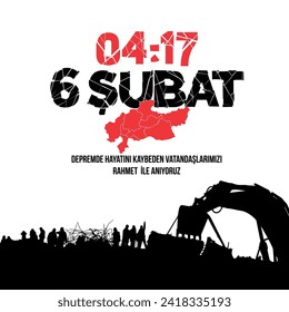 04:17 6 Şubat 2023 Depremde hayatını kaybeden vatandaşlarımızı rahmet ile anıyoruz. Acının yıl dönümü. translation: 6 february. We commemorate our citizens who died in the earthquake with mercy.