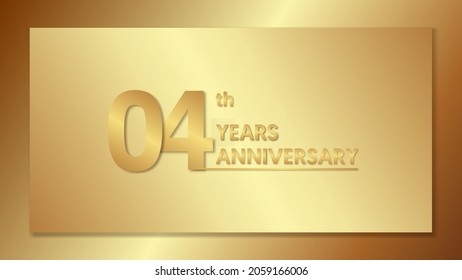 04th Anniversary, anniversary celebration vector design with gold color on gold background with a simple and luxurious design.logo vector template