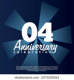 04th year anniversary celebration vector template design illustration with white text elegant blue shiny background.	