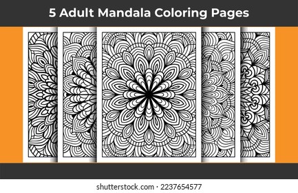 05 Adult Mandala Coloring Page Bundle for KDP Interior.
Adult coloring page interior. Arabic style mandala pattern set design. Coloring page interior. Black and white mandala ornament bundle.
