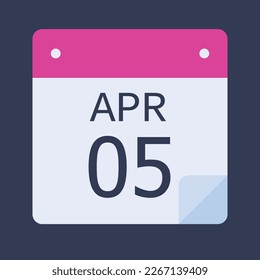 05 April Calendar Black Background, Vector Calendar.