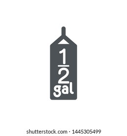 0.5 gal sign (mark) estimated volumes gallons. Vector symbol packaging, labels used in the US for prepacked foods drinks different gallons and quarts. 0.5 gal vol single icon isolated white background