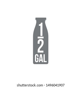 0.5 gal sign (mark) estimated volumes gallons. Vector symbol packaging, labels used in the US for prepacked foods drinks different gallons and quarts. 0.5 gal vol single icon isolated white background