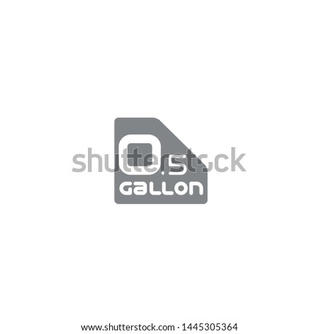 0.5 gal sign (mark) estimated volumes gallons. Vector symbol packaging, labels used in the US for prepacked foods drinks different gallons and quarts. 0.5 gal vol single icon isolated white background