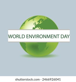 05 June, World Environment day concept 3d design. 3d World map with Environment day text and background illustration.