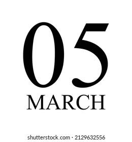 05 March Icon Vector Illustration . Date , Day Of Mouth
