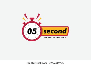 05 second clock arrow. symbol work time, vector icon Illustration