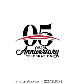 05th anniversary celebration design template for booklet with red and black colour , leaflet, magazine, brochure poster, web, invitation or greeting card. Vector illustration.
