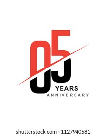 05th anniversary logo red and black swoosh design isolated on white background for anniversary celebration.