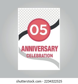 
05th years anniversary vector invitation card.Template of invitational for print on gray background
