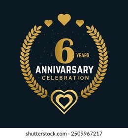 06 Anniversary luxurious golden color 06 years anniversary gold concept logo and banner design template