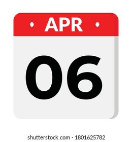 06 April calendar icon, vector illustration