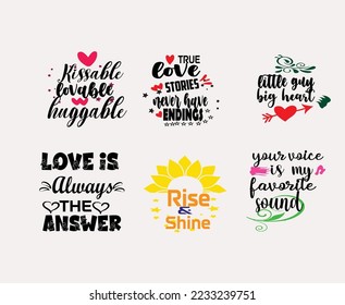 06 AMOR CITA SVG BUNDLE, inscripción de amor con bello texto sobre amor. Perfecto para el día de San Valentín, boda y tarjeta de cumpleaños, sello, tamaño de formato de archivo EPS: 3000x3000, fondo blanco