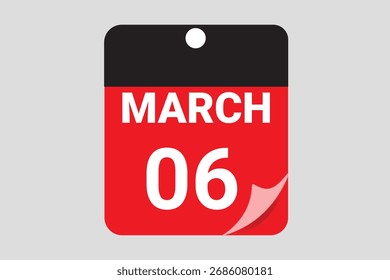 06 Marzo calendario fecha Ilustración vectorial para el planificador de negocios y plazo recordatorio diseño 2026