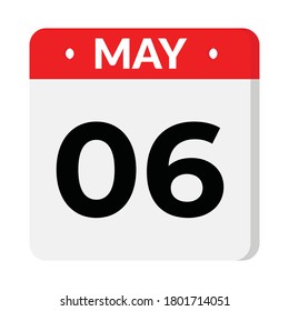 06 May calendar icon, vector illustration