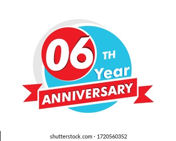 06 years anniversary logotype. Celebration 06th anniversary celebration design