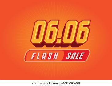 06.06 sales event and promotion, text with 3D effect.